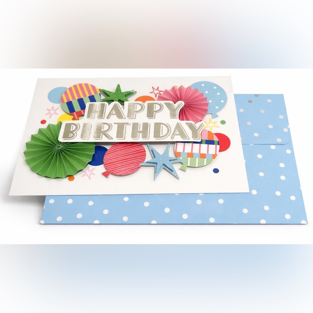 Vibrant 3D Birthday Card with Polka Dot Envelope